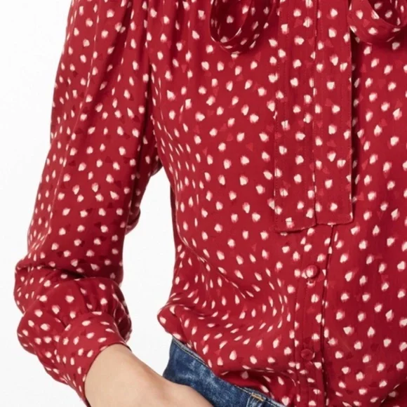 Rebecca Taylor BLURRY HEART SILK TIE NECK BLOUSE - Picture 3 of 7